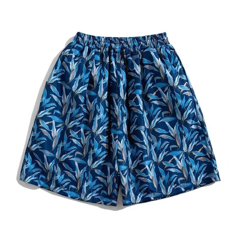 Σορτς με φλοράλ εκτύπωση - χαλαρή γραμμή, μισού μήκους, κοπή τύπου τρομπέτα, 95% σπάντεξ μικροελαστικότητα, Καλοκαίρι