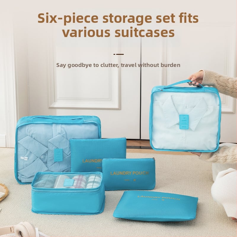 Hat darabos utazási tároló kocka alakú táskák szettje, Oxford anyagból, multifunkcionális, fehérneműk, kozmetikumok és ruházat számára