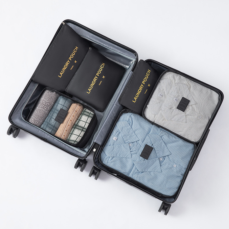 Hat darabos utazási tároló kocka alakú táskák szettje, Oxford anyagból, multifunkcionális, fehérneműk, kozmetikumok és ruházat számára