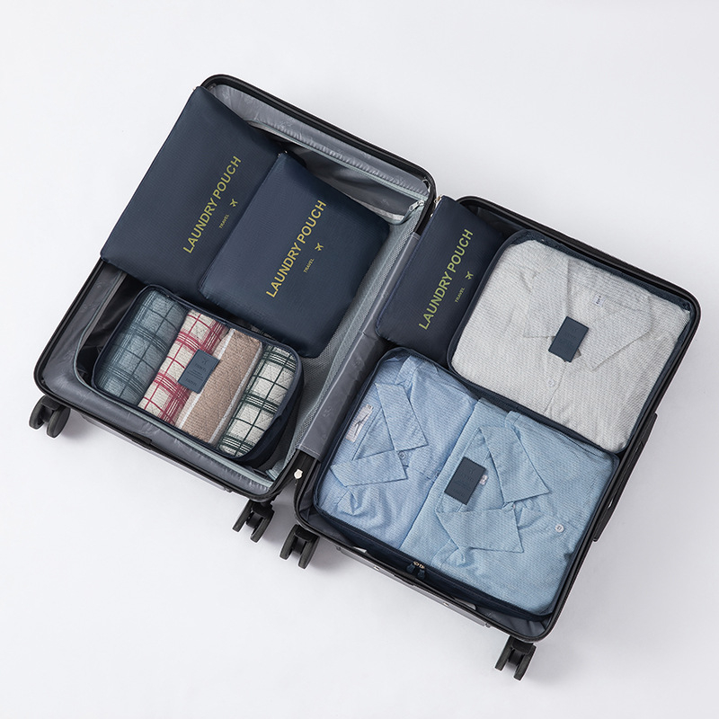 Hat darabos utazási tároló kocka alakú táskák szettje, Oxford anyagból, multifunkcionális, fehérneműk, kozmetikumok és ruházat számára