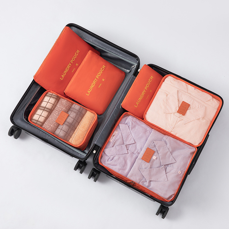 Hat darabos utazási tároló kocka alakú táskák szettje, Oxford anyagból, multifunkcionális, fehérneműk, kozmetikumok és ruházat számára