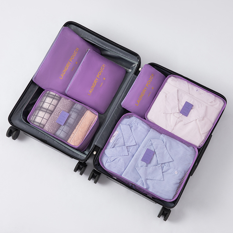 Hat darabos utazási tároló kocka alakú táskák szettje, Oxford anyagból, multifunkcionális, fehérneműk, kozmetikumok és ruházat számára