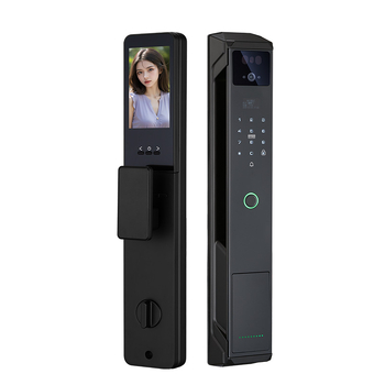 Умна брава за врата с пръстов отпечатък, палмови вени и лицево разпознаване, видео домофон и парола — 100 отпечатъка; >10 000 отключвания; <0,5 с сканиране; вероятност за фалшиви опити <0,001%; работна температура -20°C…85°C