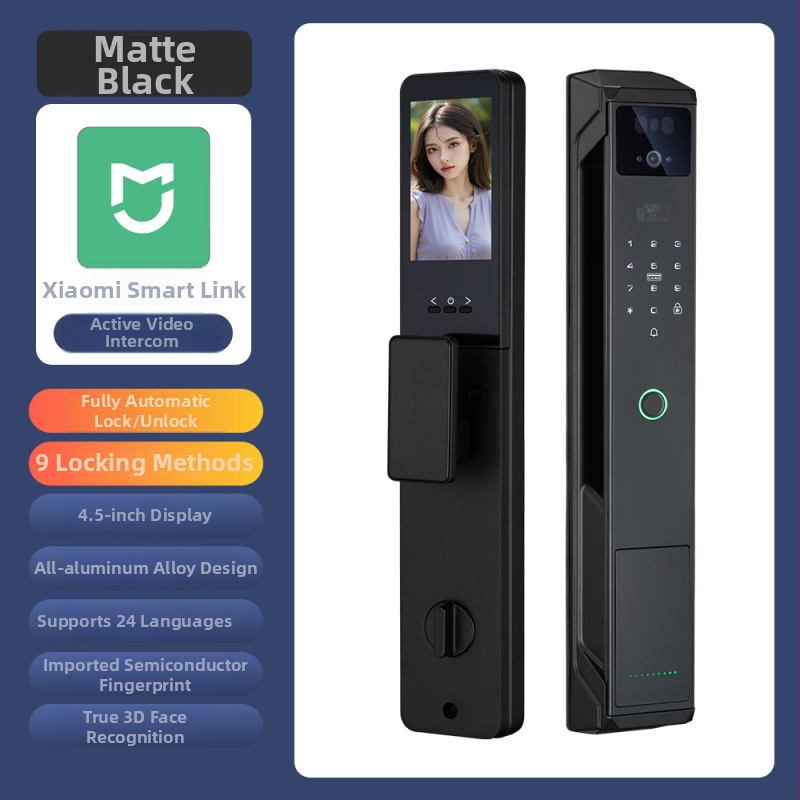 Умна брава за врата с пръстов отпечатък, палмови вени и лицево разпознаване, видео домофон и парола — 100 отпечатъка; >10 000 отключвания; <0,5 с сканиране; вероятност за фалшиви опити <0,001%; работна температура -20°C…85°C