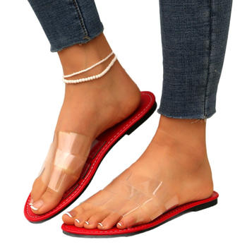 Дамски чехли с една презрамка, PVC горна част, каучукова подметка, дебелина на подметката 0–3 см, плосък ток