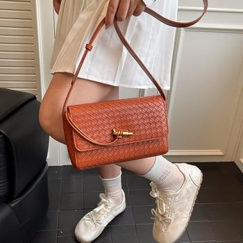 Τσάντα crossbody PU με καπάκι, οριζόντια τετράγωνη μορφή, επένδυση πολυεστέρα, μια ιμάντα, μοντέλο JC-8083, 2025 χειμώνας