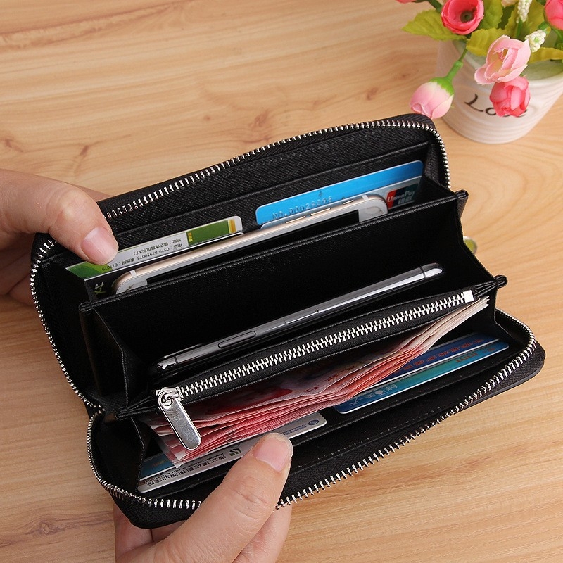 Γυναικείο πορτοφόλι από ανακυκλωμένο δέρμα, μονόχρωμο, θήκη κερμάτων με φερμουάρ, εσωτερικό από συνθετικό δέρμα, για καθημερινή χρήση, Καλοκαίρι 2018