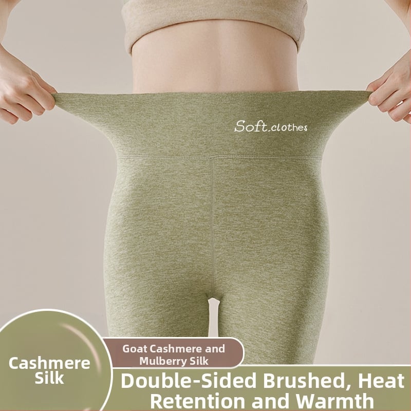 Pantaloni termici cu fleece pe interior, talie înaltă, dublu strat, poliester cationic, 90–95% poliester, grosime 251–300 g/m²