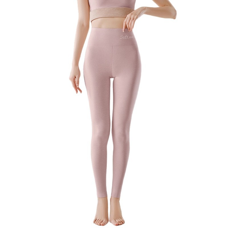 Pantaloni termici cu fleece pe interior, talie înaltă, dublu strat, poliester cationic, 90–95% poliester, grosime 251–300 g/m²