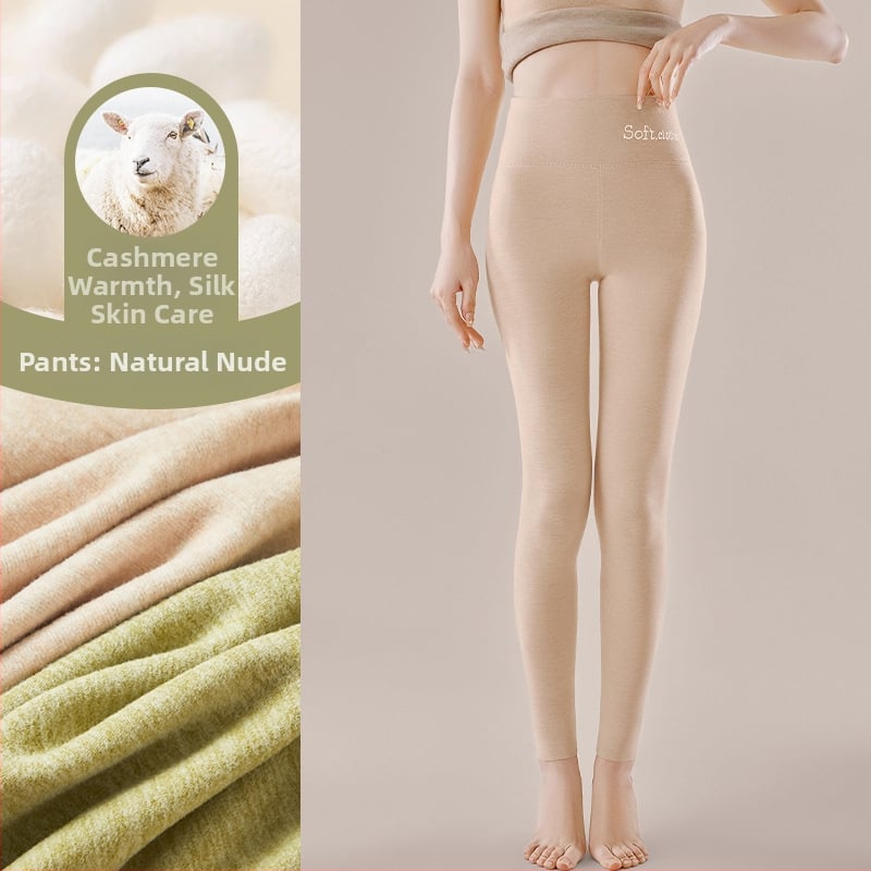 Pantaloni termici cu fleece pe interior, talie înaltă, dublu strat, poliester cationic, 90–95% poliester, grosime 251–300 g/m²