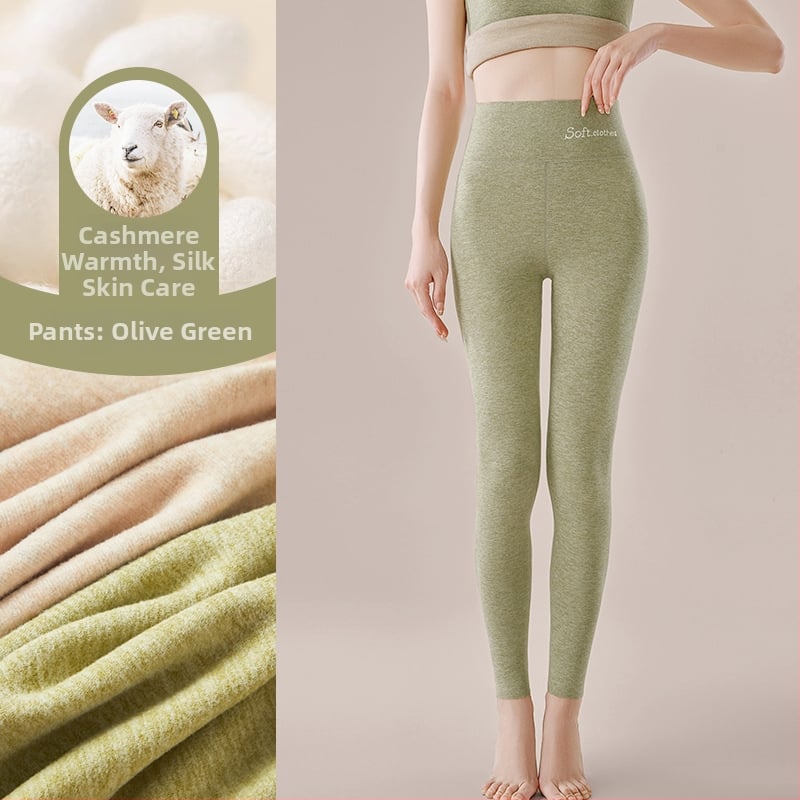 Pantaloni termici cu fleece pe interior, talie înaltă, dublu strat, poliester cationic, 90–95% poliester, grosime 251–300 g/m²