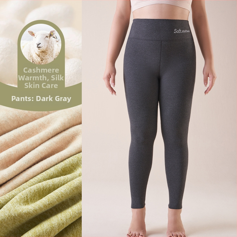 Pantaloni termici cu fleece pe interior, talie înaltă, dublu strat, poliester cationic, 90–95% poliester, grosime 251–300 g/m²