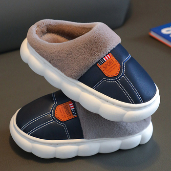 Унисекс памучни пантофи за вкъщи, с карикатурен принт, PVC горна част и PVC подметка, подходящи за деца на възраст 4–6 и 13–16 години, зимна домашна употреба