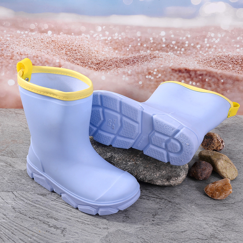 Cizme de ploaie din PVC pentru copii, unisex, înălțime joasă, talpă plată, căptușite cu fleece, patru sezoane, 4–16 ani