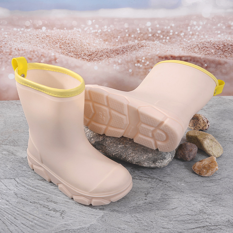 Cizme de ploaie din PVC pentru copii, unisex, înălțime joasă, talpă plată, căptușite cu fleece, patru sezoane, 4–16 ani