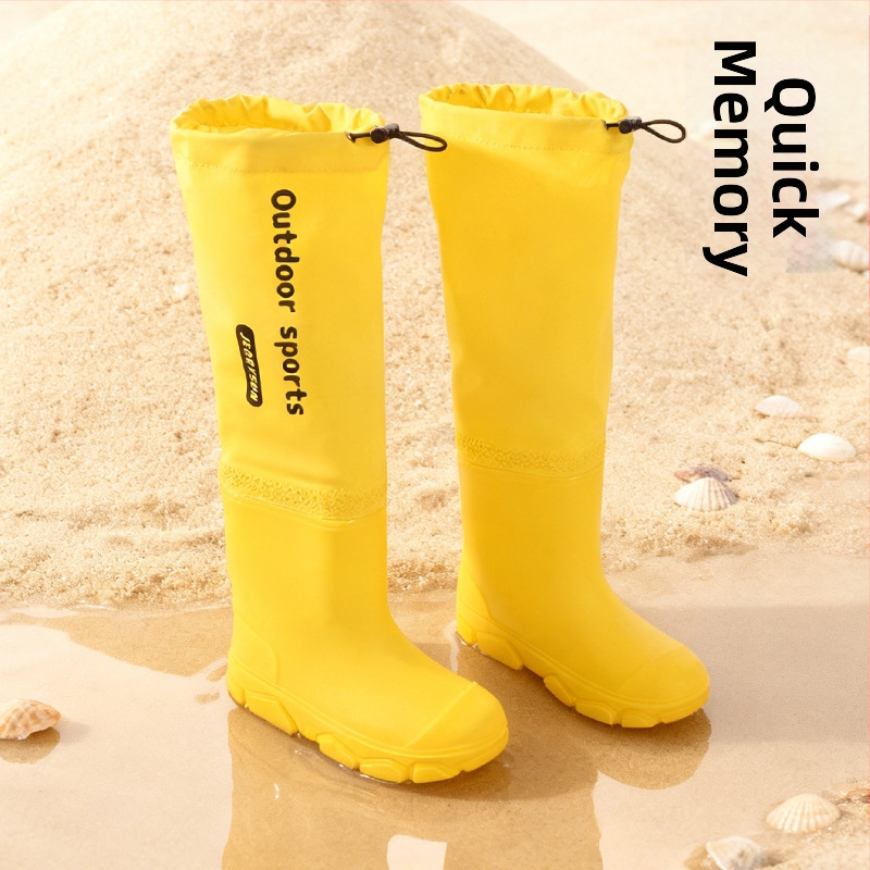 Cizme de ploaie din PVC pentru copii, unisex, înălțime joasă, talpă plată, căptușite cu fleece, patru sezoane, 4–16 ani