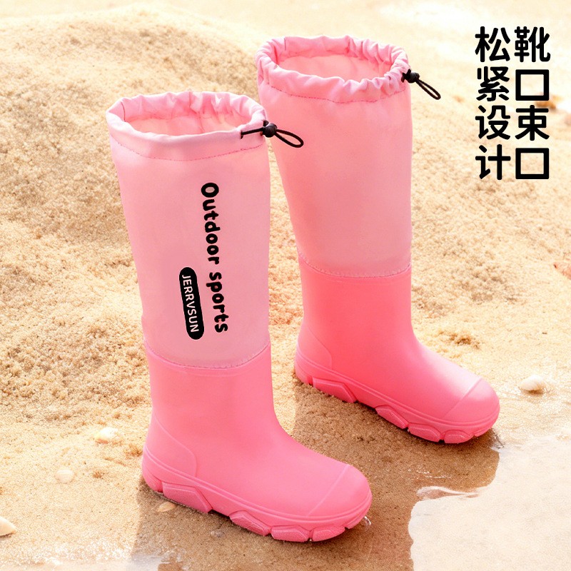 Cizme de ploaie din PVC pentru copii, unisex, înălțime joasă, talpă plată, căptușite cu fleece, patru sezoane, 4–16 ani