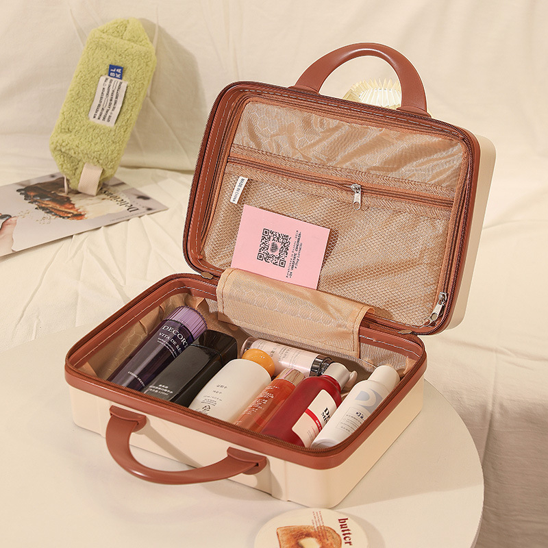 Prenosné kozmetické puzdro — nepremokavé, ultraľahké z ABS, otvorenie na zips, kolieska s 360° pre cestovanie