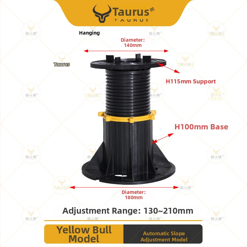 Suport universal cu cap reglabil (0–5°), rază 70–520 mm, capacitate de încărcare 1–2 tone, potrivit pentru ieșiri, acoperișuri și pavaje de terasă