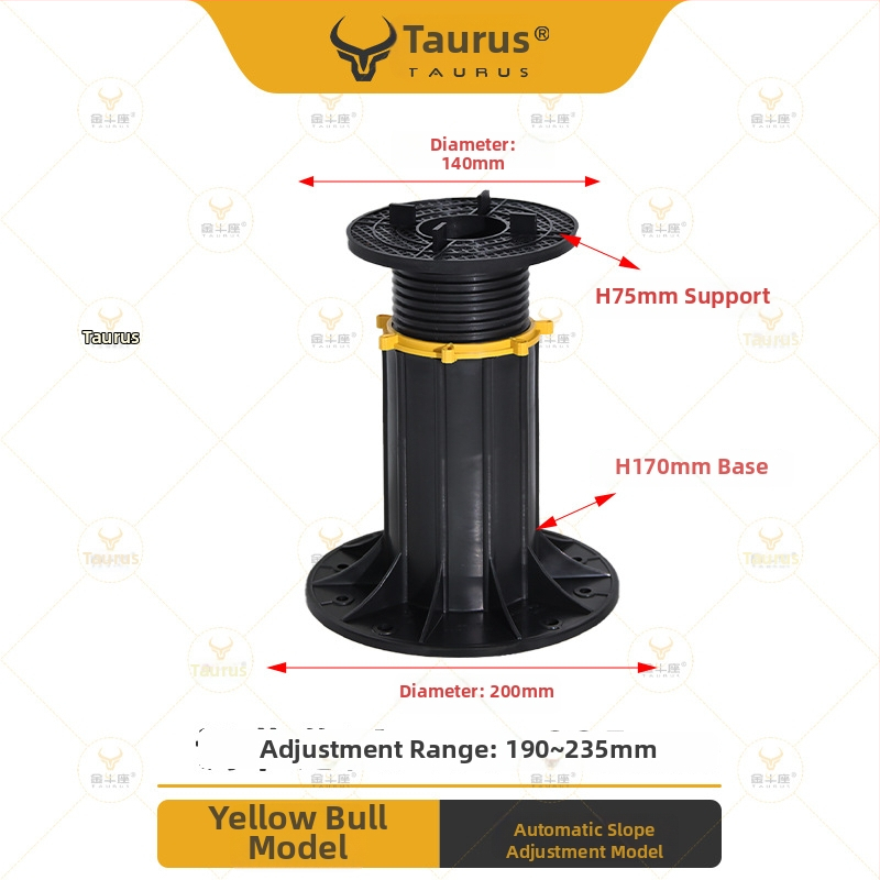 Suport universal cu cap reglabil (0–5°), rază 70–520 mm, capacitate de încărcare 1–2 tone, potrivit pentru ieșiri, acoperișuri și pavaje de terasă