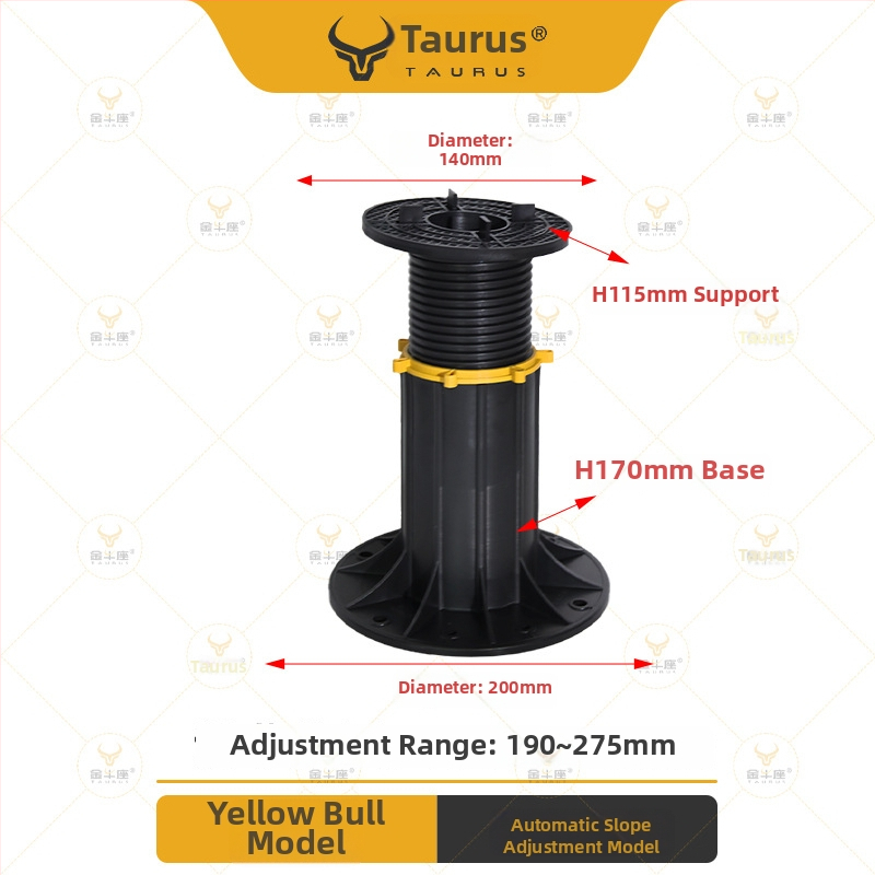 Suport universal cu cap reglabil (0–5°), rază 70–520 mm, capacitate de încărcare 1–2 tone, potrivit pentru ieșiri, acoperișuri și pavaje de terasă