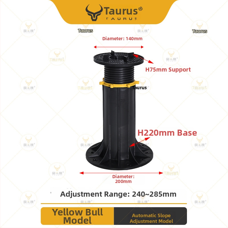 Suport universal cu cap reglabil (0–5°), rază 70–520 mm, capacitate de încărcare 1–2 tone, potrivit pentru ieșiri, acoperișuri și pavaje de terasă