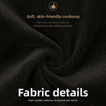 Ανδρικά παντελόνια corduroy, tapered γραμμή, με επένδυση φλίς, παχιά υφή, υψηλή μέση (για μεσήλικες άνδρες)