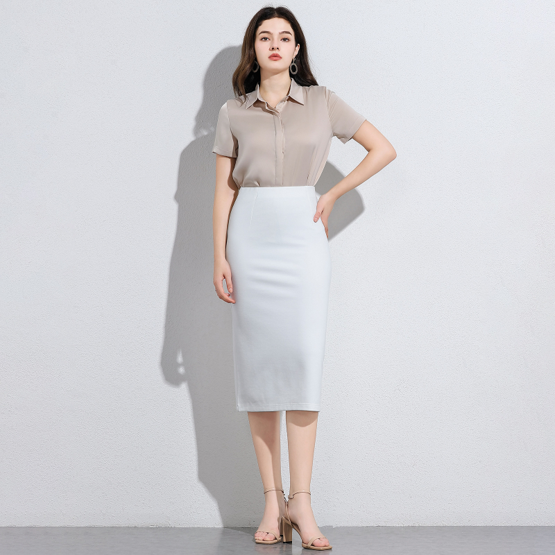 Sukňa s hip strihom, strednej dĺžky, nylonová zmes 30–50%, vysoká elasticita, hot drill dizajn, leto 2024