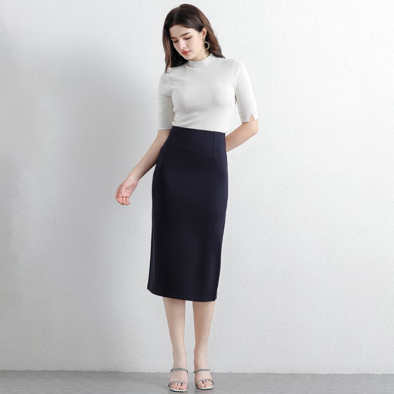 Sukňa s hip strihom, strednej dĺžky, nylonová zmes 30–50%, vysoká elasticita, hot drill dizajn, leto 2024