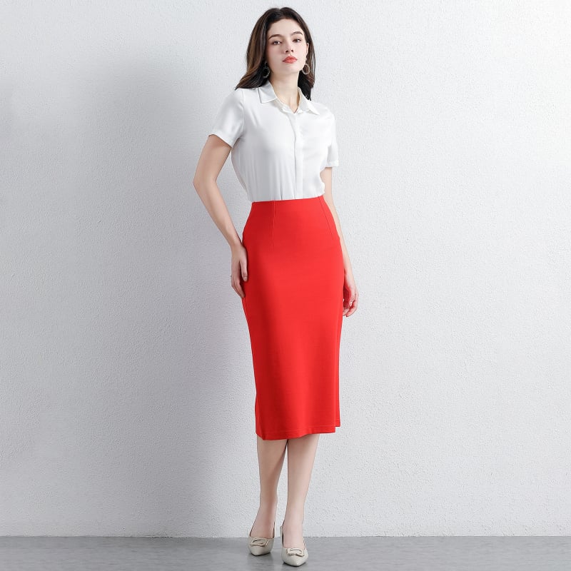 Sukňa s hip strihom, strednej dĺžky, nylonová zmes 30–50%, vysoká elasticita, hot drill dizajn, leto 2024