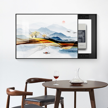 Διακοσμητικό έργο τοίχου για ηλεκτρικό μετρητή, τοπίο, κρεμαστό, πλαίσιο από κράμα αλουμινίου, πίνακας πορσελάνης με κρύσταλλο, νέο κινέζικο στυλ