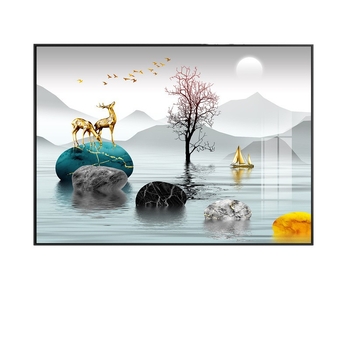 Διακοσμητικό έργο τοίχου για ηλεκτρικό μετρητή, τοπίο, κρεμαστό, πλαίσιο από κράμα αλουμινίου, πίνακας πορσελάνης με κρύσταλλο, νέο κινέζικο στυλ