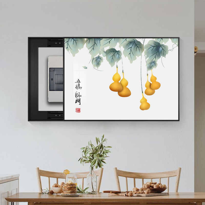 Διακοσμητικό έργο τοίχου για ηλεκτρικό μετρητή, τοπίο, κρεμαστό, πλαίσιο από κράμα αλουμινίου, πίνακας πορσελάνης με κρύσταλλο, νέο κινέζικο στυλ