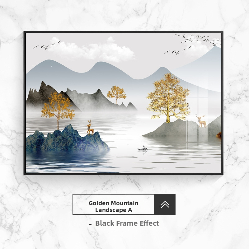 Διακοσμητικό έργο τοίχου για ηλεκτρικό μετρητή, τοπίο, κρεμαστό, πλαίσιο από κράμα αλουμινίου, πίνακας πορσελάνης με κρύσταλλο, νέο κινέζικο στυλ