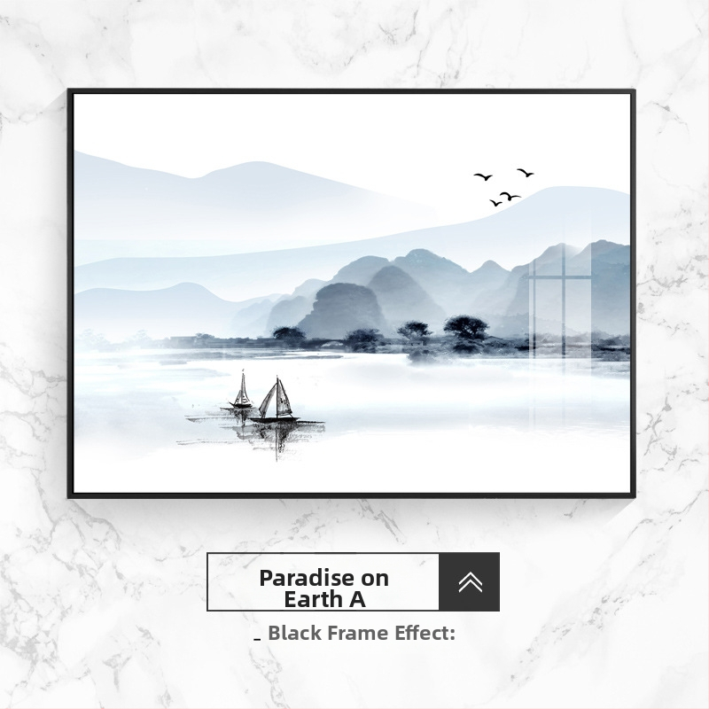 Διακοσμητικό έργο τοίχου για ηλεκτρικό μετρητή, τοπίο, κρεμαστό, πλαίσιο από κράμα αλουμινίου, πίνακας πορσελάνης με κρύσταλλο, νέο κινέζικο στυλ