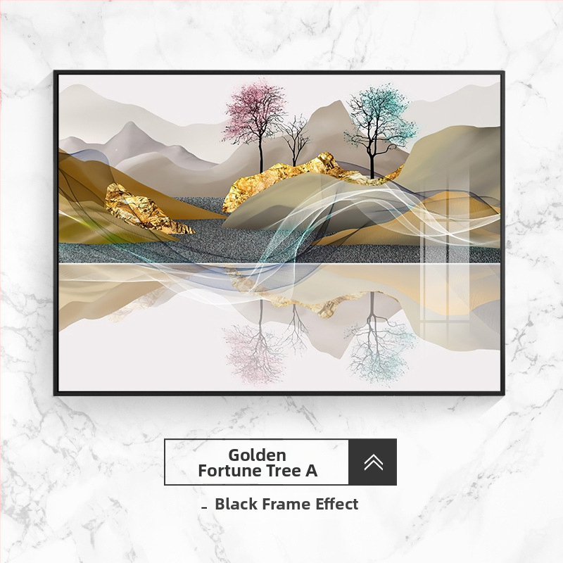 Διακοσμητικό έργο τοίχου για ηλεκτρικό μετρητή, τοπίο, κρεμαστό, πλαίσιο από κράμα αλουμινίου, πίνακας πορσελάνης με κρύσταλλο, νέο κινέζικο στυλ