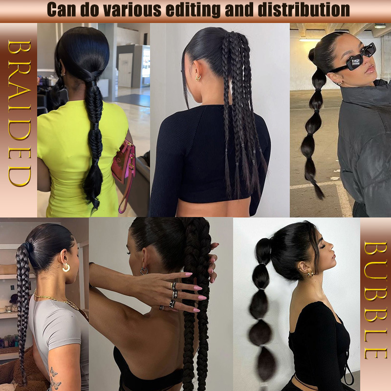 Perika s repom i snopovima kose, sintetička vlakna, materijal: domaća svila, omotana gumicom, model PY186