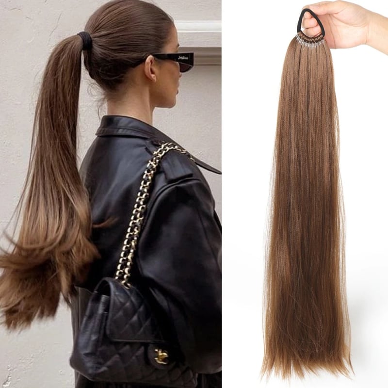 Perika s repom i snopovima kose, sintetička vlakna, materijal: domaća svila, omotana gumicom, model PY186