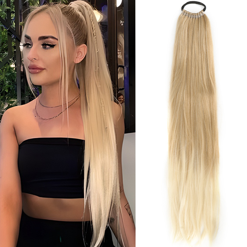 Perika s repom i snopovima kose, sintetička vlakna, materijal: domaća svila, omotana gumicom, model PY186