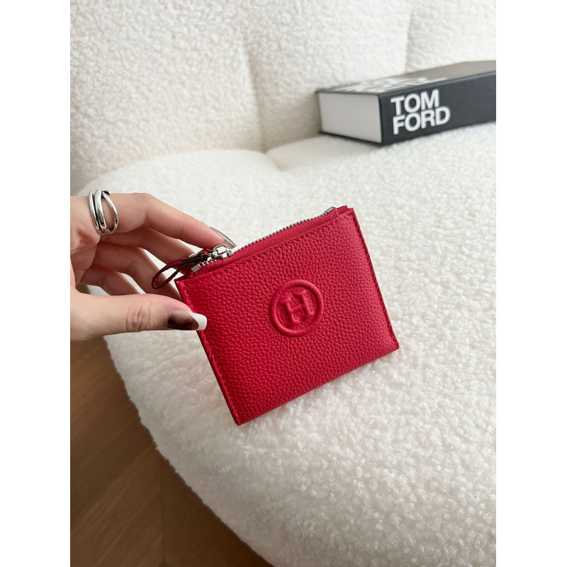 Γυναικείο πορτοφόλι από γνήσιο δέρμα, δύο διπλώματα, επένδυση καμβά, μοτίβο γράμματος