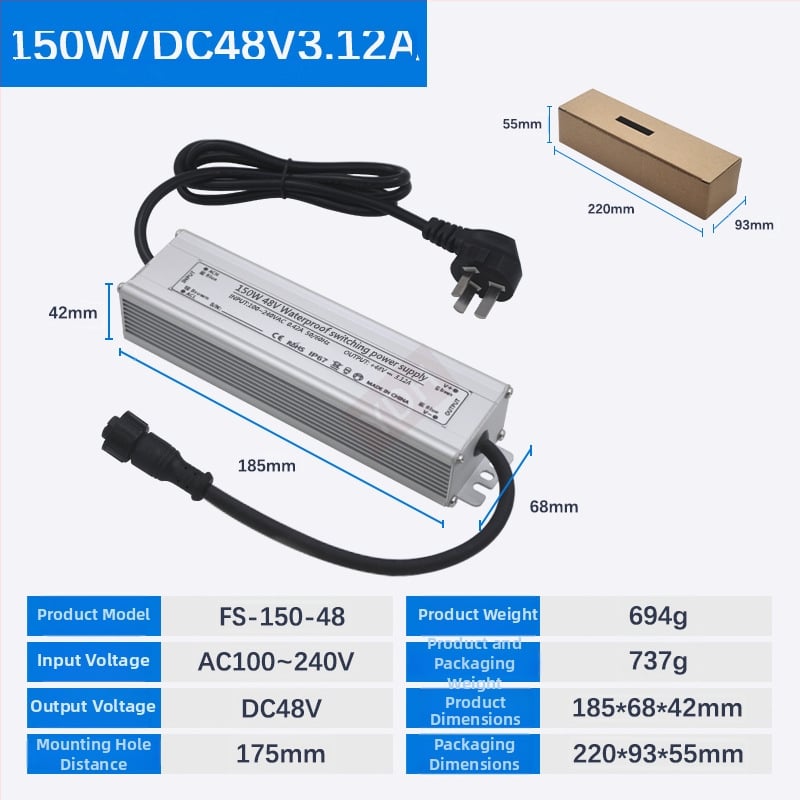 Захранване за ултразвуков овлажнител – 100W–800W, DC36V/45V/48V, IP67 водоустойчиво, Превключващо захранване, CE ROHS