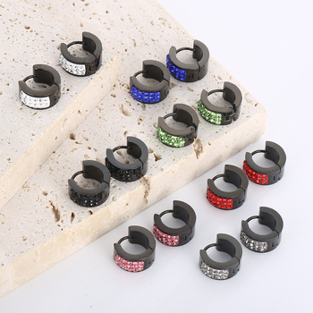 Σκουλαρίκια από τιτάνιο ατσάλι, κυκλικά, γεωμετρικός σχεδιασμός, ηλεκτροπλατινοποιημένη επίστρωση, βύσματα από ανοξείδωτο χάλυβα, για γυναίκες