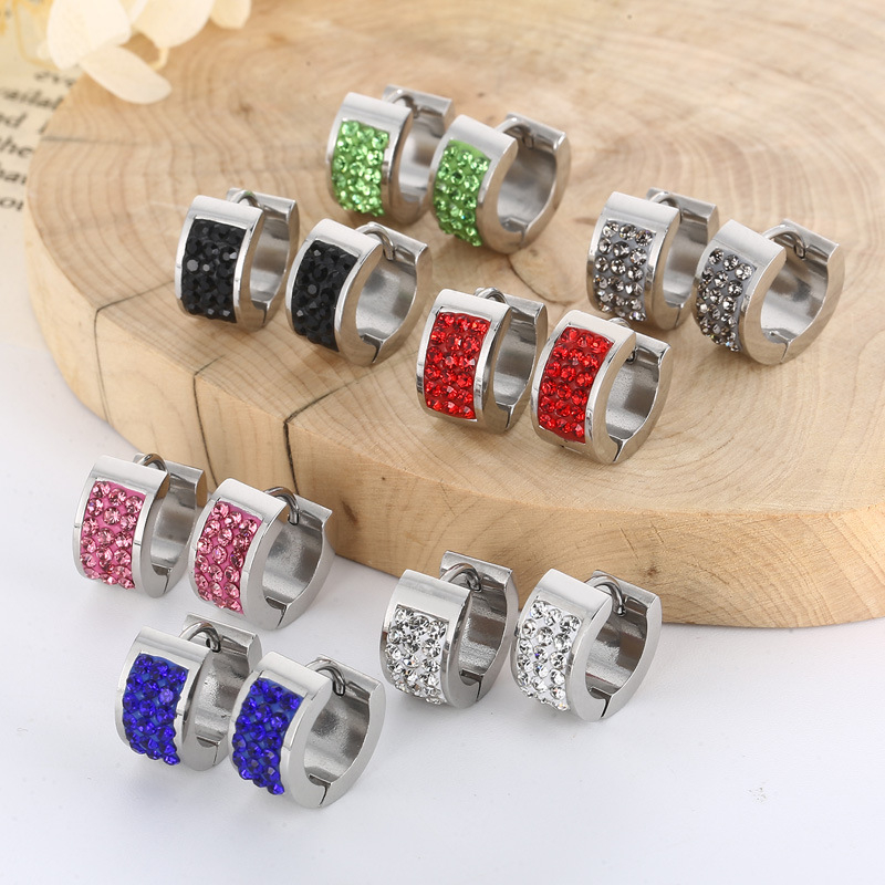 Σκουλαρίκια από τιτάνιο ατσάλι, κυκλικά, γεωμετρικός σχεδιασμός, ηλεκτροπλατινοποιημένη επίστρωση, βύσματα από ανοξείδωτο χάλυβα, για γυναίκες