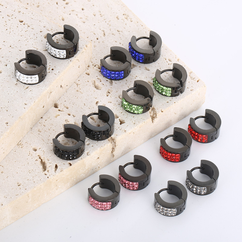 Σκουλαρίκια από τιτάνιο ατσάλι, κυκλικά, γεωμετρικός σχεδιασμός, ηλεκτροπλατινοποιημένη επίστρωση, βύσματα από ανοξείδωτο χάλυβα, για γυναίκες