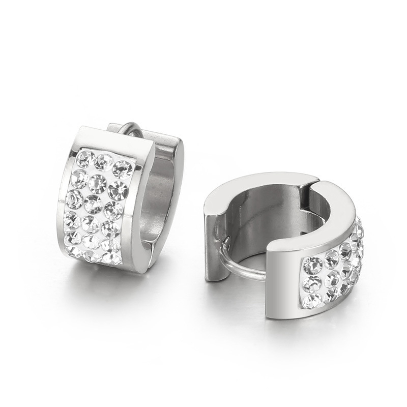 Σκουλαρίκια από τιτάνιο ατσάλι, κυκλικά, γεωμετρικός σχεδιασμός, ηλεκτροπλατινοποιημένη επίστρωση, βύσματα από ανοξείδωτο χάλυβα, για γυναίκες