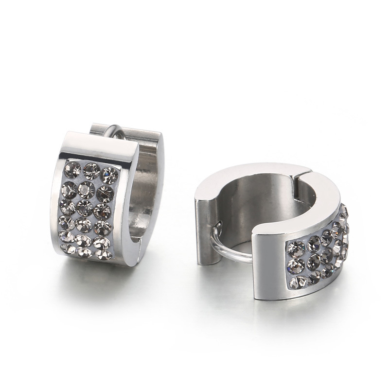 Σκουλαρίκια από τιτάνιο ατσάλι, κυκλικά, γεωμετρικός σχεδιασμός, ηλεκτροπλατινοποιημένη επίστρωση, βύσματα από ανοξείδωτο χάλυβα, για γυναίκες