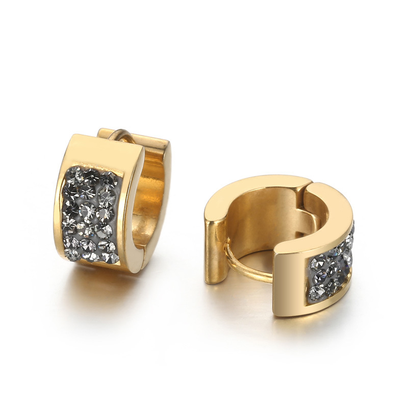 Σκουλαρίκια από τιτάνιο ατσάλι, κυκλικά, γεωμετρικός σχεδιασμός, ηλεκτροπλατινοποιημένη επίστρωση, βύσματα από ανοξείδωτο χάλυβα, για γυναίκες