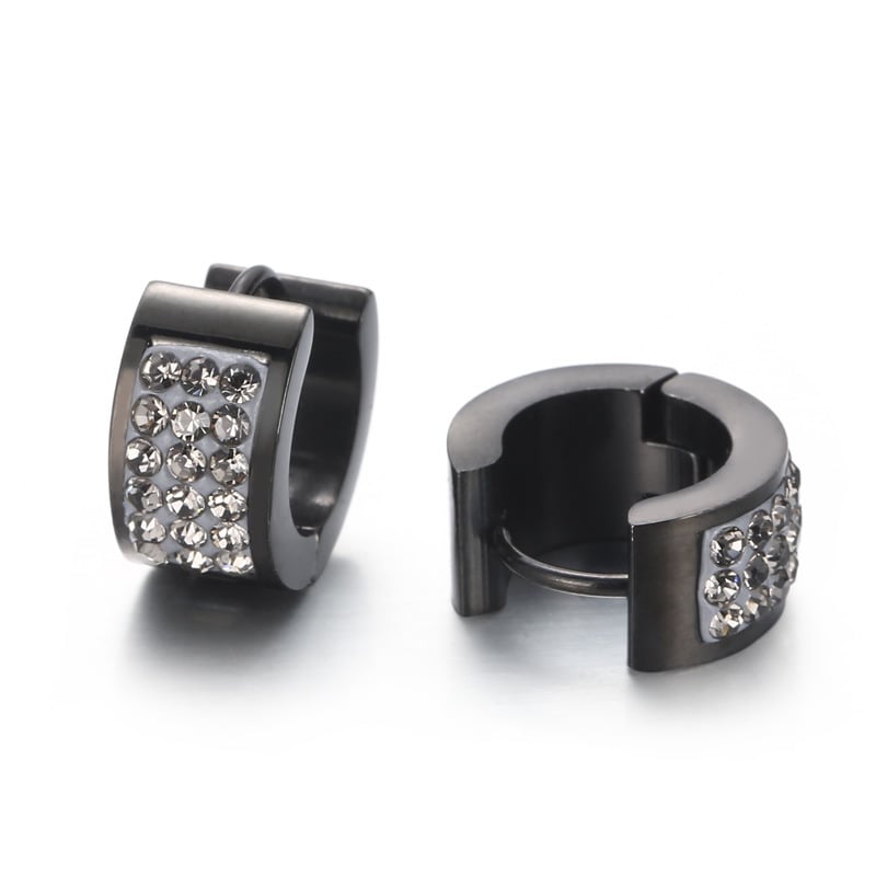 Σκουλαρίκια από τιτάνιο ατσάλι, κυκλικά, γεωμετρικός σχεδιασμός, ηλεκτροπλατινοποιημένη επίστρωση, βύσματα από ανοξείδωτο χάλυβα, για γυναίκες