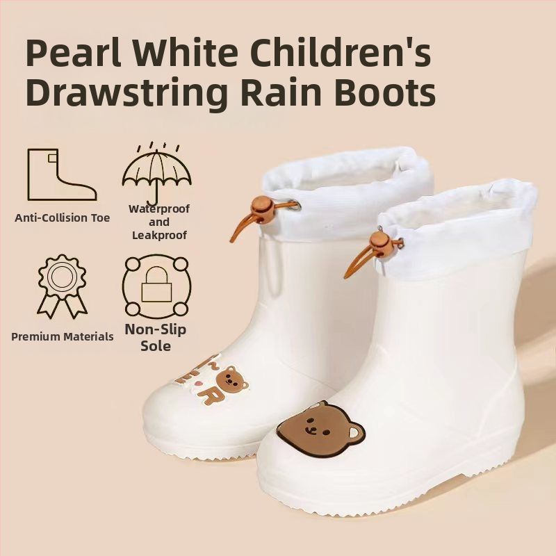 Ghete de ploaie pentru copii, până la gleznă, exterior PVC, impermeabile, talpă antiaderentă, căptușeală din bumbac, pentru vârste 6 luni–6 ani
