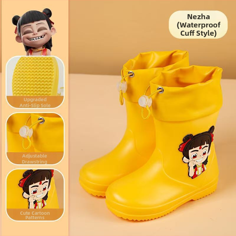 Ghete de ploaie pentru copii, până la gleznă, exterior PVC, impermeabile, talpă antiaderentă, căptușeală din bumbac, pentru vârste 6 luni–6 ani